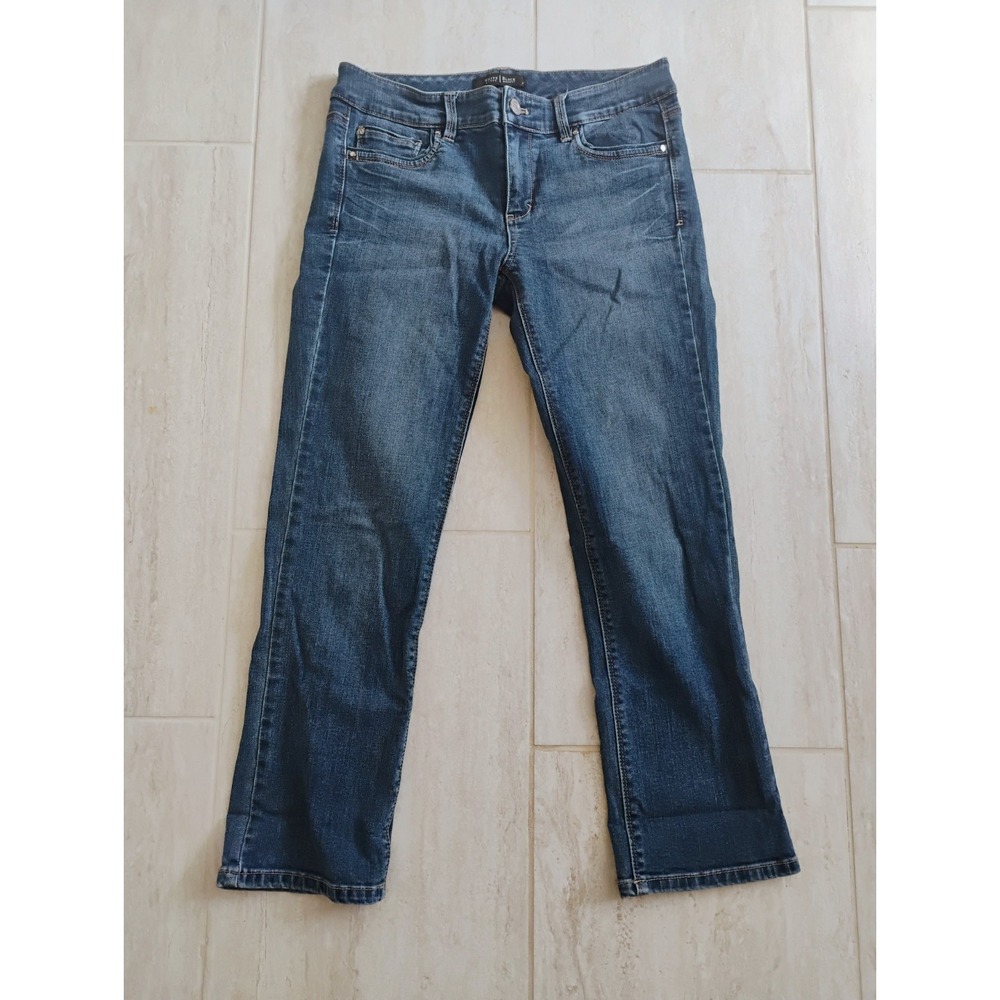 White House Black Market Low-Rise Cropped Capri Jeans Womens Size 4 Blue Y2K